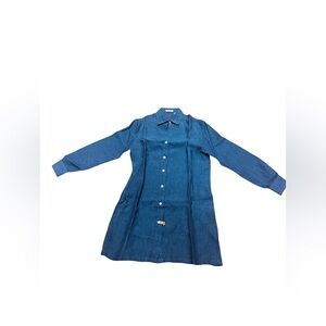 Raphael Positano Teal Linen Italy Button Shirt Dress Tunic Workwear Preppy Sz S